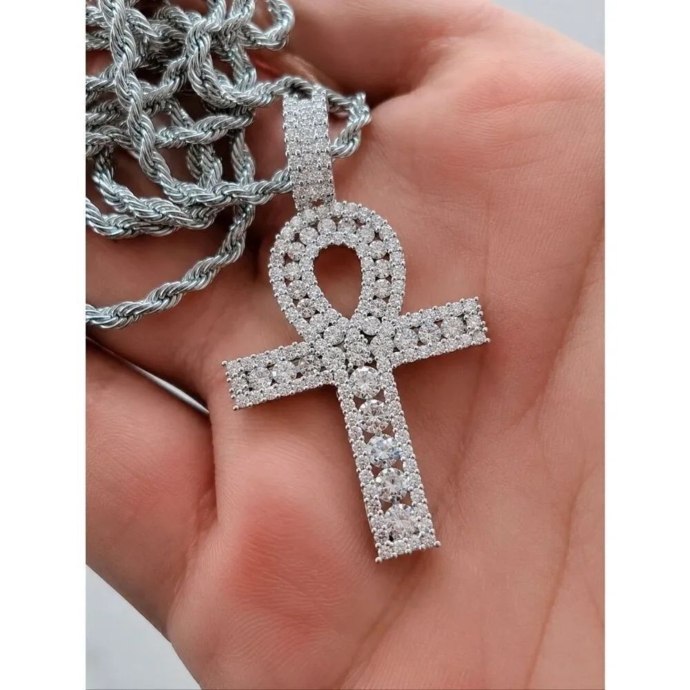 Silver Channel Set Ankh Necklace - Picture 3 of 3